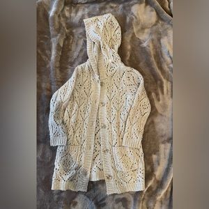 Crazy 8 beige hooded long sleeve cardigan sweater size 5-6 EUC